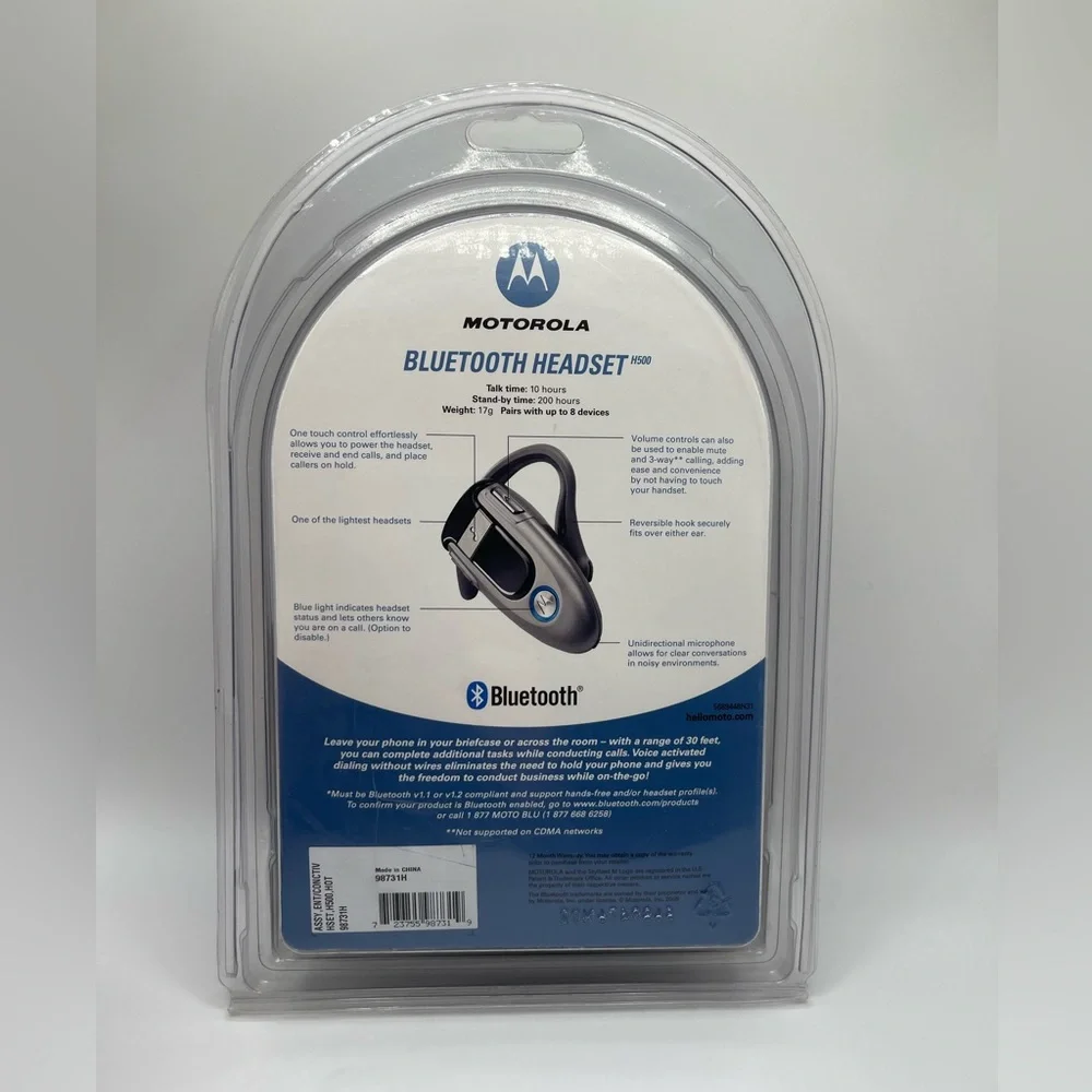 Motorola H500 Bluetooth Wireless Headset - Maroon Red (89243H) *FACTORY SEALED*🔥